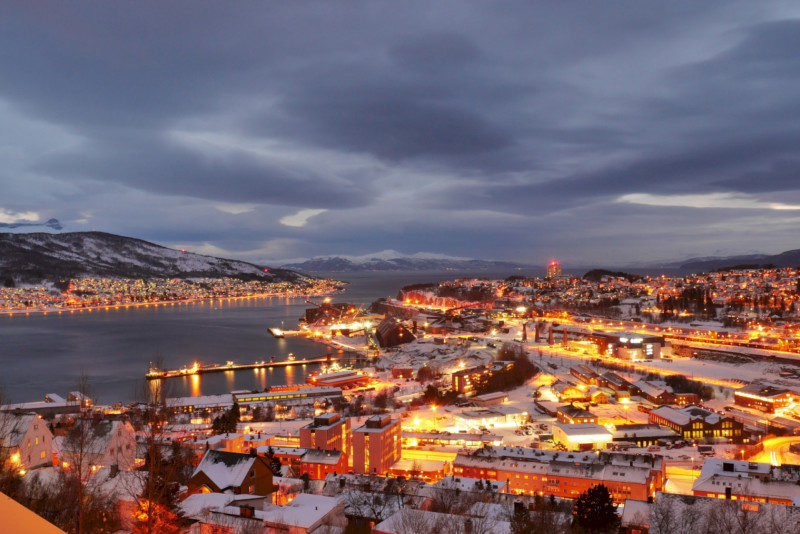 Narvik city by night. Photo