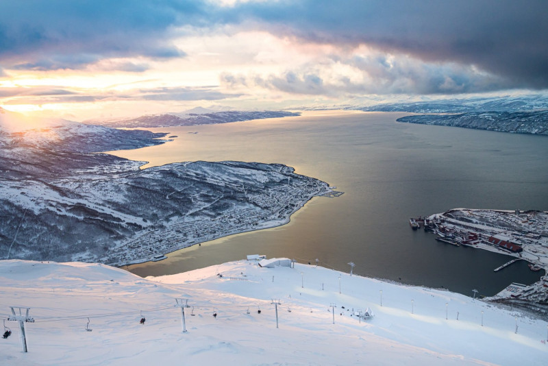 View from the top of Narvik Mountain Ski Resort. Photo