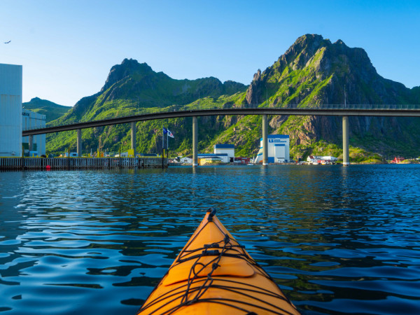 Svinøya bridge seen from a kayak. Photo